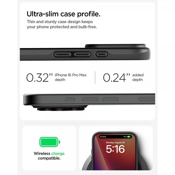 Spigen iPhone 16 Pro Max Deksel Thin Fit MagFit Svart