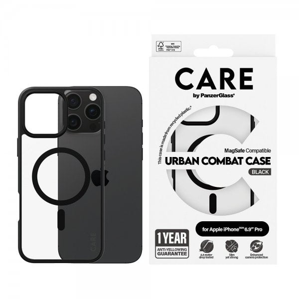 CARE by PanzerGlass iPhone 16 Pro Max Deksel Urban Combat MagSafe Svart