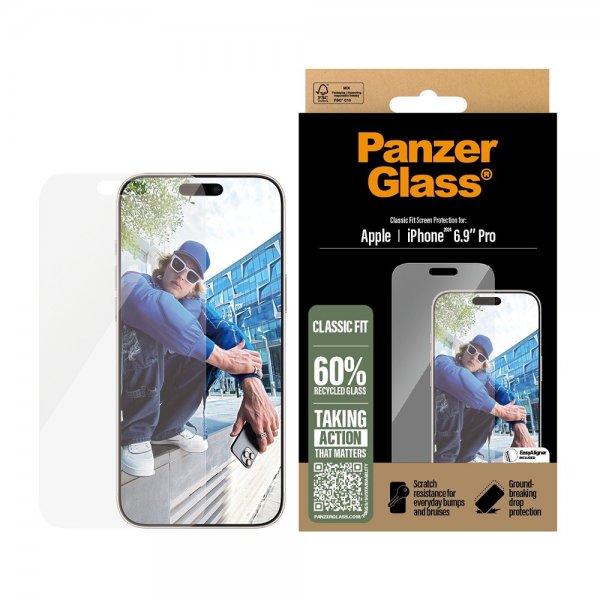 PanzerGlass iPhone 16 Pro Max Skjermbeskytter Classic Fit EasyAligner