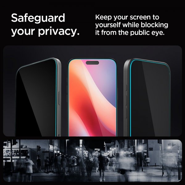 Spigen iPhone 16 Pro Max/iPhone 17 Pro Max Skjermbeskytter GLAS.tR EZ Fit Privacy 2-pakning