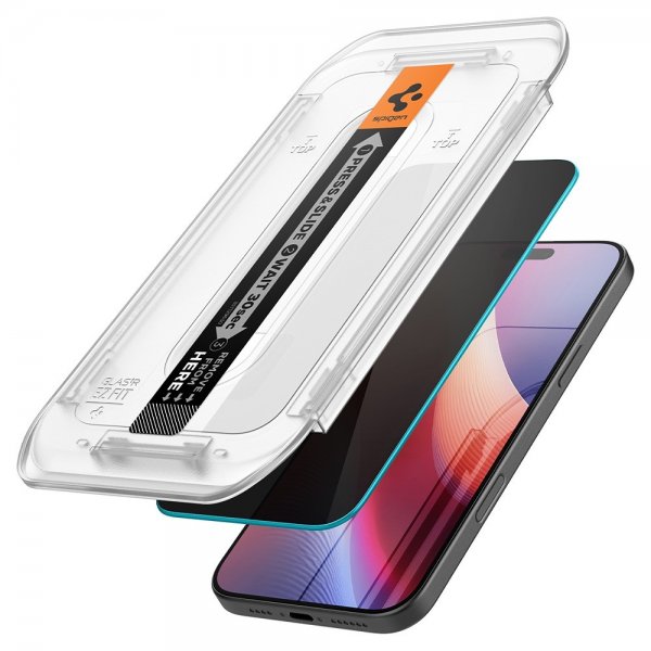 Spigen iPhone 16 Pro Max/iPhone 17 Pro Max Skjermbeskytter GLAS.tR EZ Fit Privacy 2-pakning