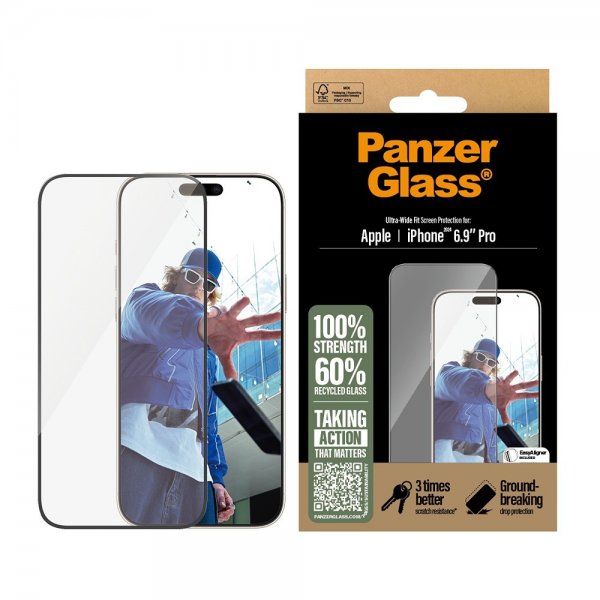 PanzerGlass iPhone 16 Pro Max Skjermbeskytter Ultra-Wide Fit EasyAligner