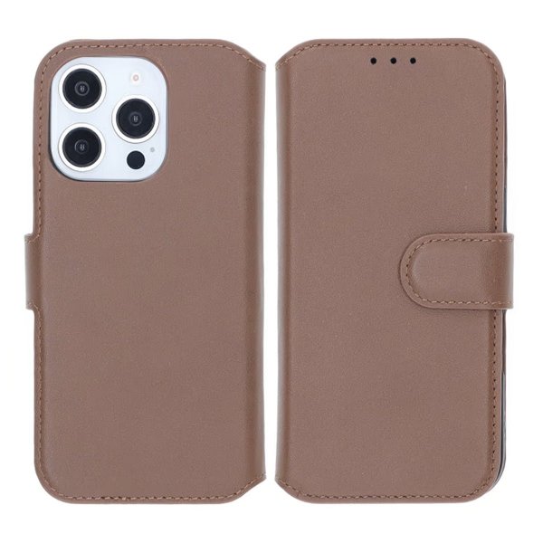 Rvelon iPhone 16 Pro Etui Ekte skinn Kortlommer Brun