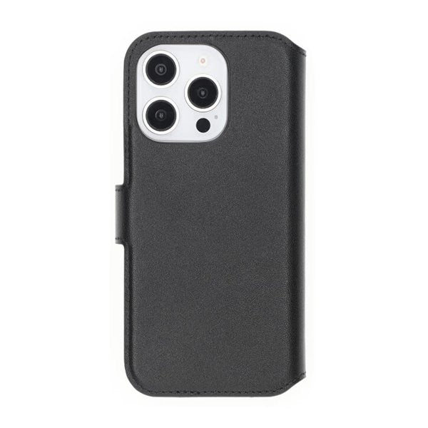 Rvelon iPhone 16 Pro Etui Ekte skinn Kortlommer Svart