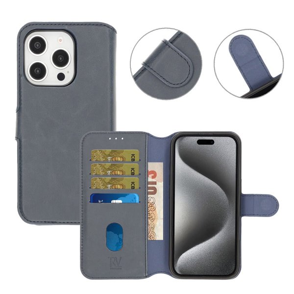 Rvelon iPhone 16 Pro Etui Detachable Wallet Case Blå