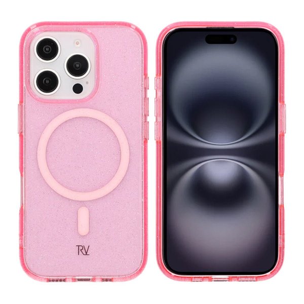 Rvelon iPhone 16 Pro Deksel Glitter MagSafe Rosa