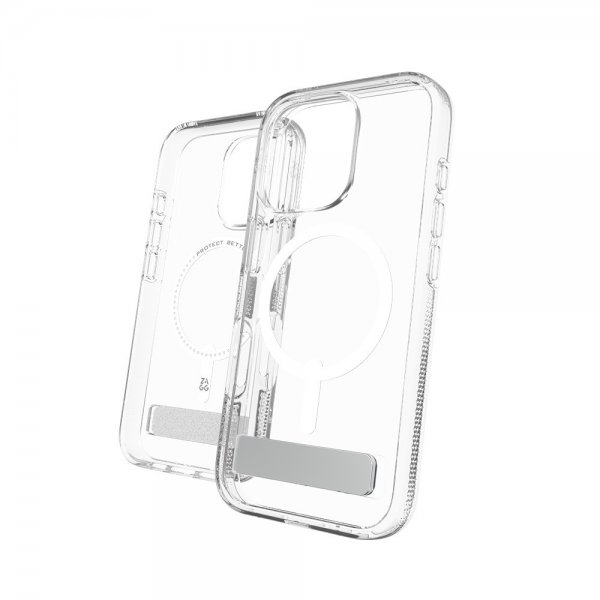 Zagg iPhone 16 Pro Deksel Crystal Palace Snap Kickstand Transparent