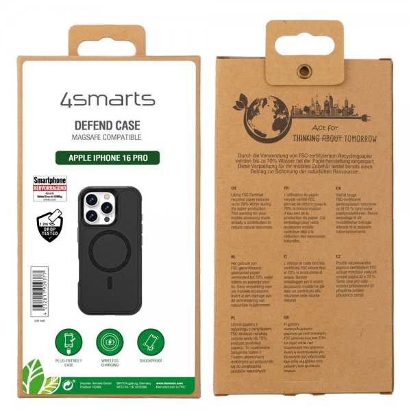 4smarts iPhone 16 Pro Deksel Defend Etui Ultimag Svart