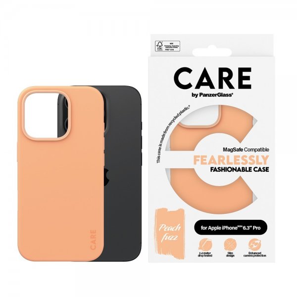 CARE by PanzerGlass iPhone 16 Pro Deksel Fashionable MagSafe Peachy