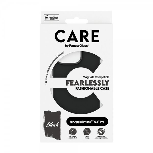 CARE by PanzerGlass iPhone 16 Pro Deksel Fashionable MagSafe Svart