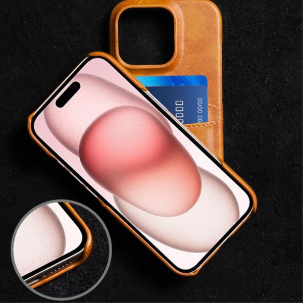 iPhone 16 Pro Deksel med To Kortlommer Lysebrun