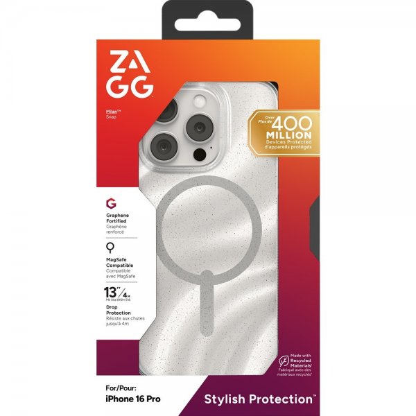 Zagg iPhone 16 Pro Deksel Milan Snap Swirl Glitter