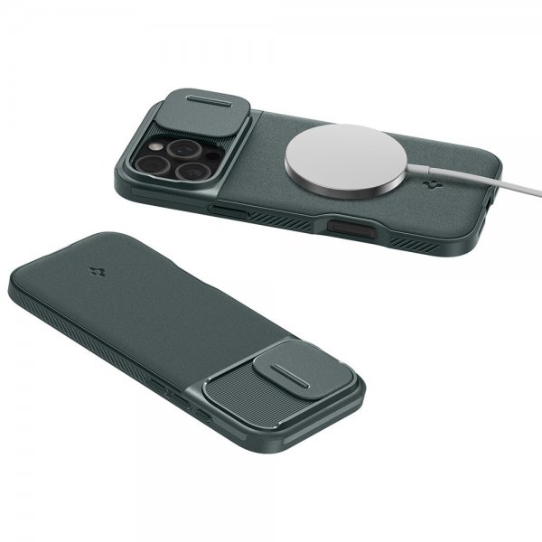 Spigen iPhone 16 Pro Deksel Optik Armor MagFit Abyss Green