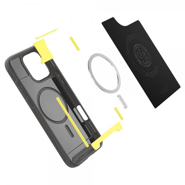 Spigen iPhone 16 Pro Deksel Rugged Armor MagFit Grå