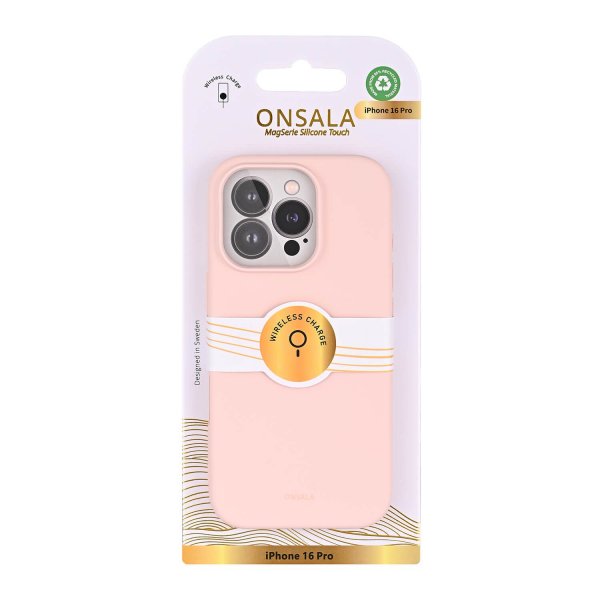 Onsala iPhone 16 Pro Deksel Silicone Touch Chalk Pink