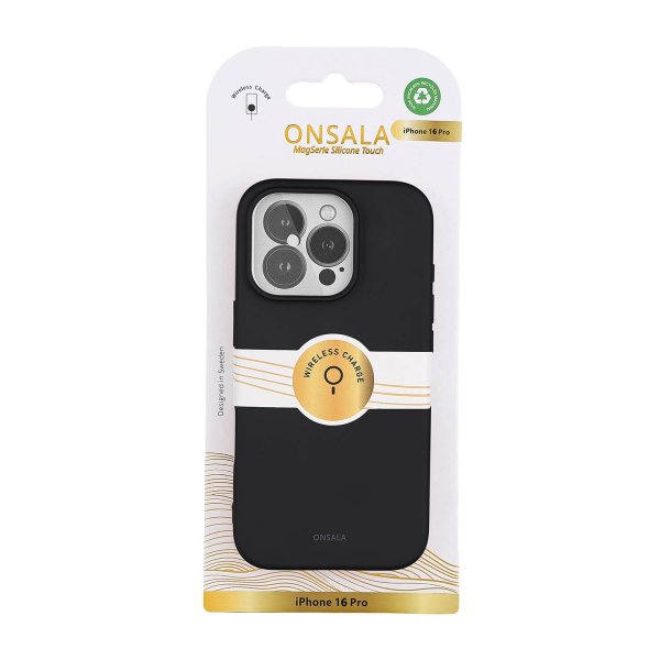 Onsala iPhone 16 Pro Deksel Silicone Touch Svart