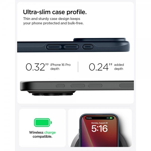 Spigen iPhone 16 Pro Deksel Thin Fit MagFit Metal Slate