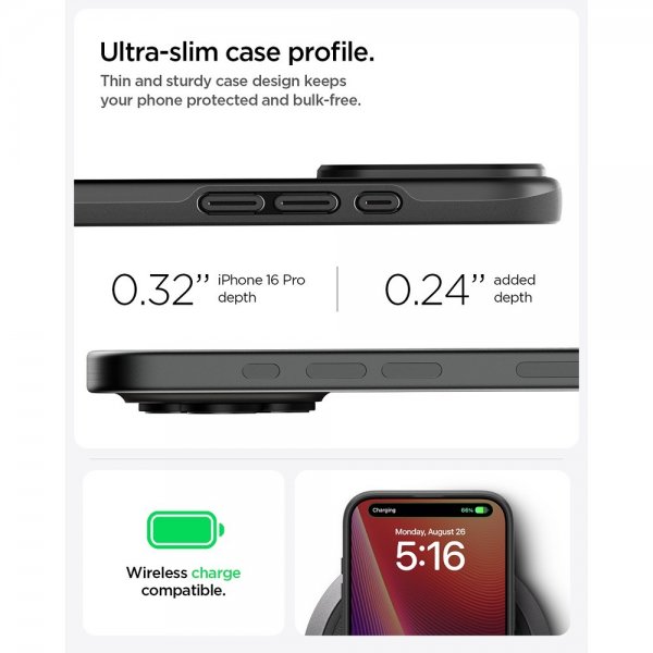 Spigen iPhone 16 Pro Deksel Thin Fit MagFit Svart