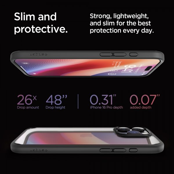 Spigen iPhone 16 Pro Deksel Ultra Hybrid Matte Svart