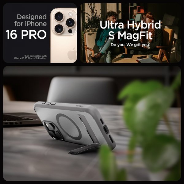 Spigen iPhone 16 Pro Deksel Ultra Hybrid S MagFit Frost Gray