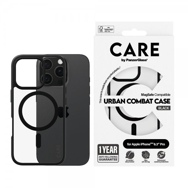 CARE by PanzerGlass iPhone 16 Pro Deksel Urban Combat MagSafe Svart