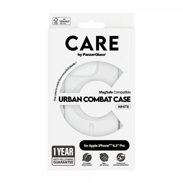 CARE by PanzerGlass iPhone 16 Pro Deksel Urban Combat MagSafe Hvit