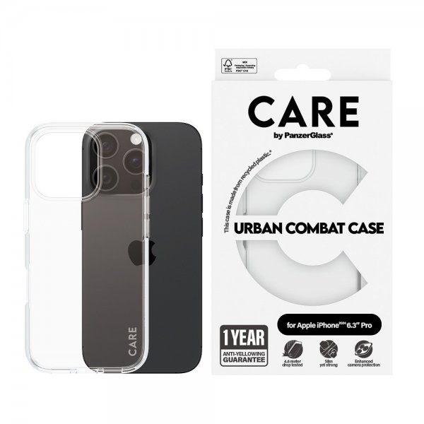 CARE by PanzerGlass iPhone 16 Pro Deksel Urban Combat Transparent