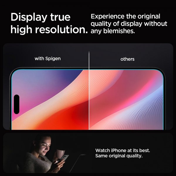 Spigen iPhone 16 Pro/iPhone 17/17 Pro Skjermbeskytter GLAS.tR EZ Fit 2-pakning