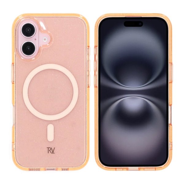 Rvelon iPhone 16 Deksel Glitter MagSafe Gull