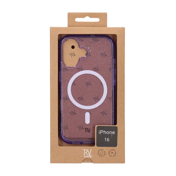 Rvelon iPhone 16 Deksel Glitter MagSafe Lilla