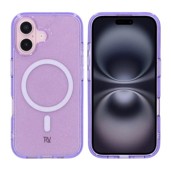 Rvelon iPhone 16 Deksel Glitter MagSafe Lilla