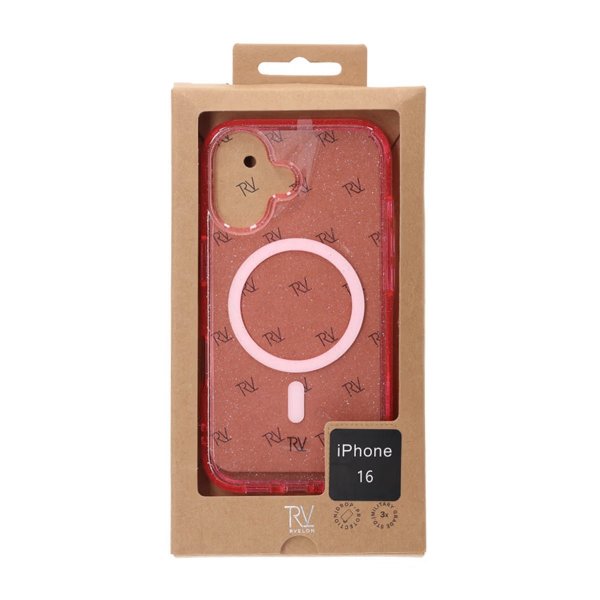 Rvelon iPhone 16 Deksel Glitter MagSafe Rosa