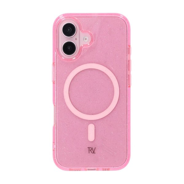 Rvelon iPhone 16 Deksel Glitter MagSafe Rosa