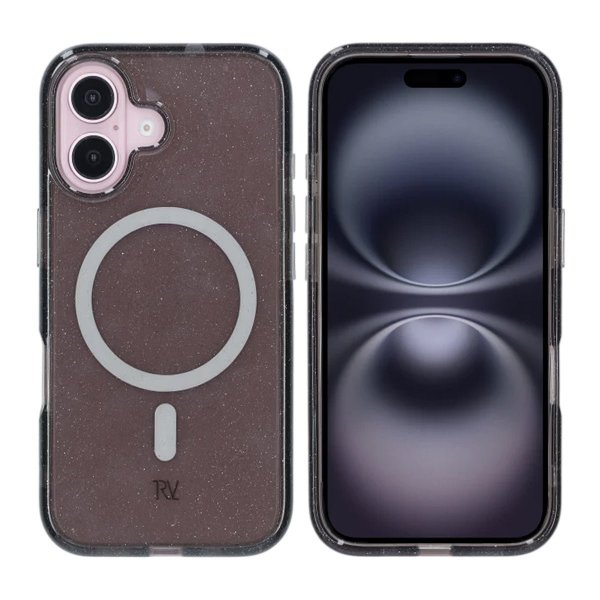 Rvelon iPhone 16 Deksel Glitter MagSafe Svart