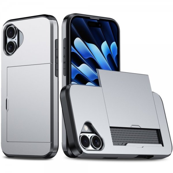 iPhone 16 Deksel Card Slide Grå