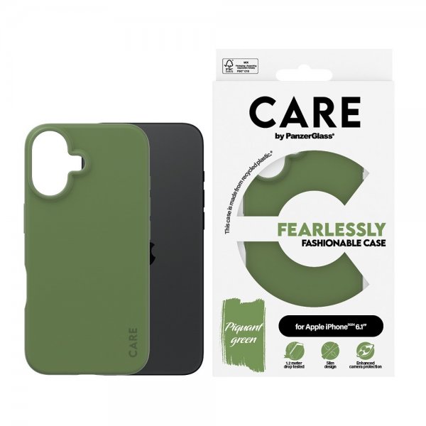 CARE by PanzerGlass iPhone 16 Deksel Fashionable Grønn