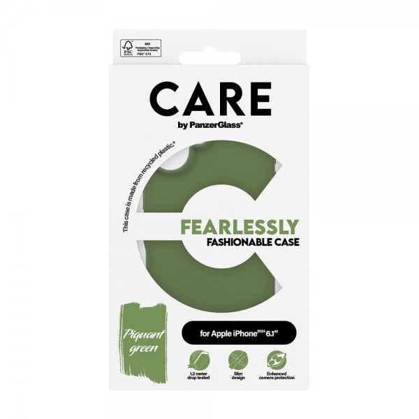 CARE by PanzerGlass iPhone 16 Deksel Fashionable Grønn