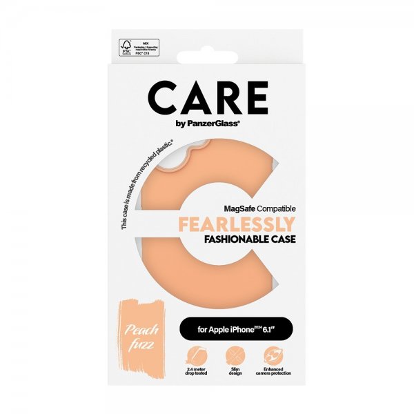 CARE by PanzerGlass iPhone 16 Deksel Fashionable MagSafe Peachy