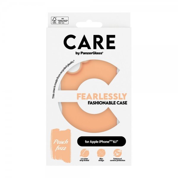 CARE by PanzerGlass iPhone 16 Deksel Fashionable Peachy