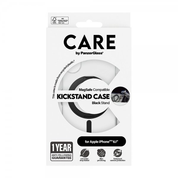 CARE by PanzerGlass iPhone 16 Deksel Kickstand MagSafe Svart