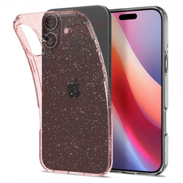Spigen iPhone 16 Deksel Liquid Crystal Glitter Rose Quartz