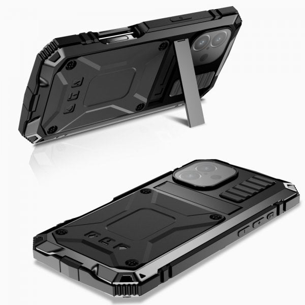 R-JUST iPhone 16 Deksel Metall Støtsikker Svart