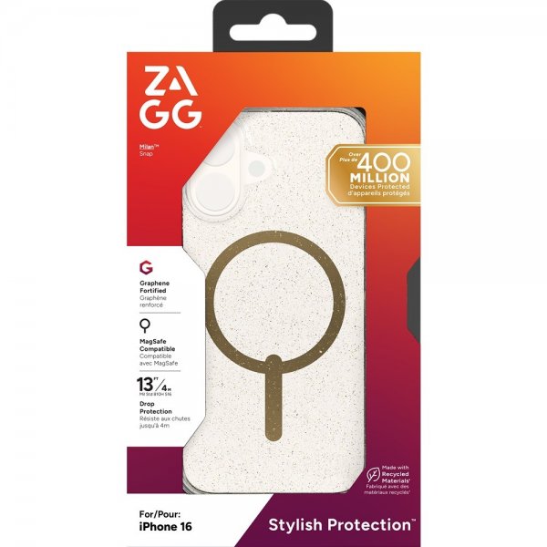Zagg iPhone 16 Deksel Milan Snap Gold Glitter