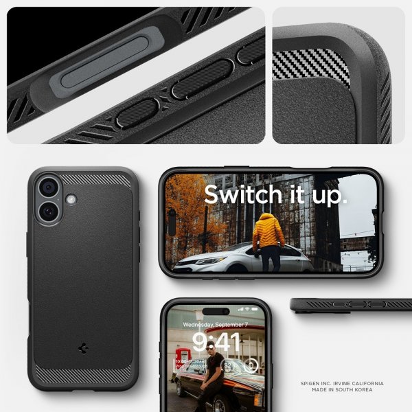 Spigen iPhone 16 Deksel Rugged Armor MagFit Matte Black