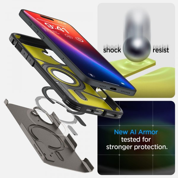 Spigen iPhone 16 Deksel Tough Armor MagFit Gunmetal