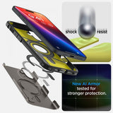 Spigen iPhone 16 Deksel Tough Armor MagFit Gunmetal