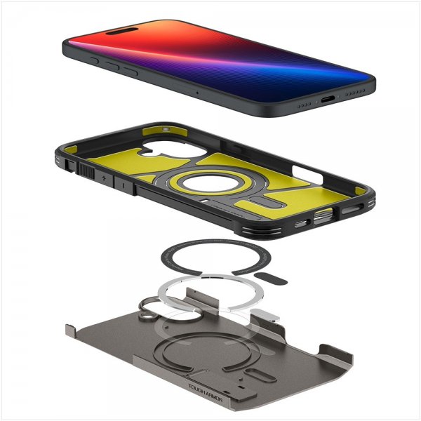Spigen iPhone 16 Deksel Tough Armor MagFit Gunmetal