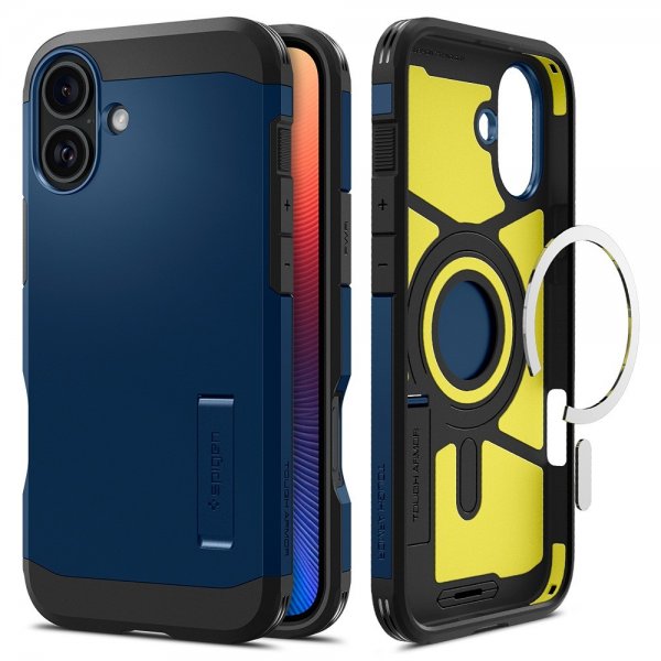 Spigen iPhone 16 Deksel Tough Armor MagFit Navy Blue