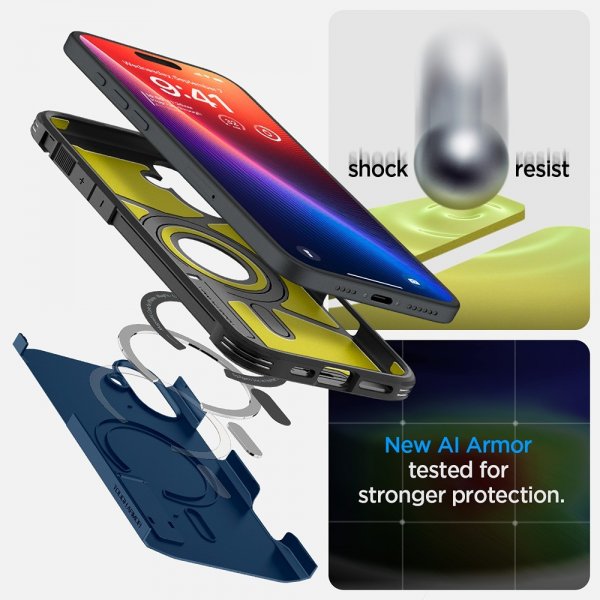 Spigen iPhone 16 Deksel Tough Armor MagFit Navy Blue