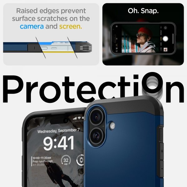 Spigen iPhone 16 Deksel Tough Armor MagFit Navy Blue